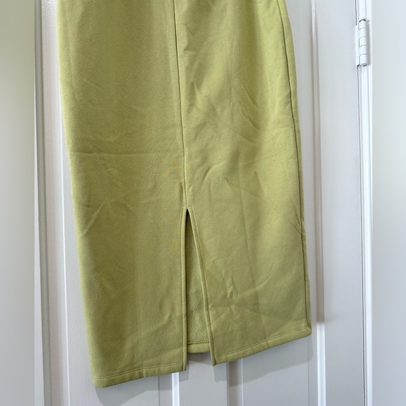 Zara lime green drawstring fleece sweater midi tie front pencil skirt nwt - Picture 14 of 14